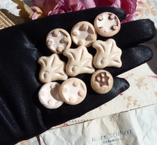 LOT OF 9 ANTIQUE VARNISHED CERAMIC BUTTONS by Roger Noirot circa 1940