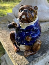 Pot à tabac en barbotine - Chien anthropomorphe fumant la pipe - Vers 1900