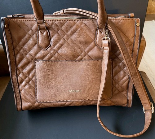 Gussaci brown quilted satchel - brown,