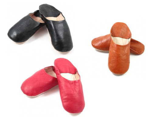 Babouche cuir bout - cuir, rond