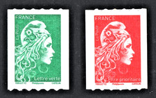 2018 Autoadhésifs 1601 et 1602 Roulettes de MARIANNE L' ENGAGEE NEUFS**