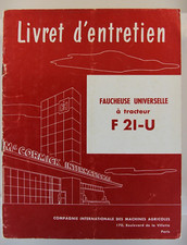 Livret d'entretien Faucheuse à Tracteur F 21-U Mc Cormick International IH