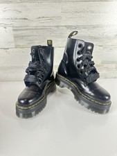 Dr. Martens Women's Molly Combat Boot Black Buttero Leather Size 8 New No Box