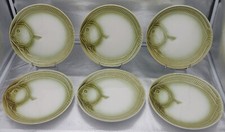 SERIE de 6 ASSIETTES A POISSON FAIENCE BARBOTINE ORCHIES MOULIN DES LOUPS