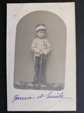 Old postcard photo card child in uniform 4th sabre regiment BELGIUM Emile Bodart 1906