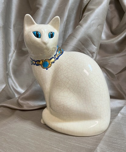 Chat assis collier emaux - gm,