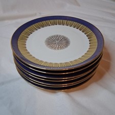 Winterling Marktleuthen Bavaria 7 Pc Salad/Dessert Plate Blue Gold White #119
