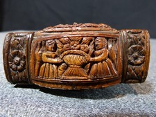 Antique Corozo Nut Snuff Maker Box Carved Folk Art 19th Century 19th Century 2