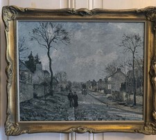 Pissarro painting "Route de Louveciennes" reproduction on canvas gold frame Baroque