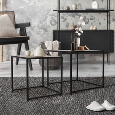 Lot 2x tables d'appoint chêne