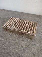 70s Japanese Bamboo Pattern Cigarette Box. silver metal.