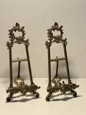 Paire De Chevalet En Laiton Style Rocaille , Idéal Pour Cadres Livres Assiettes 