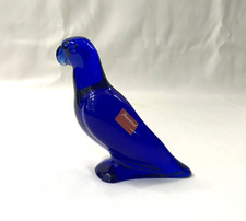 Blue Crystal Parrot / Parakeet Sculpture Signed BACCARAT 10cm Animal Bird