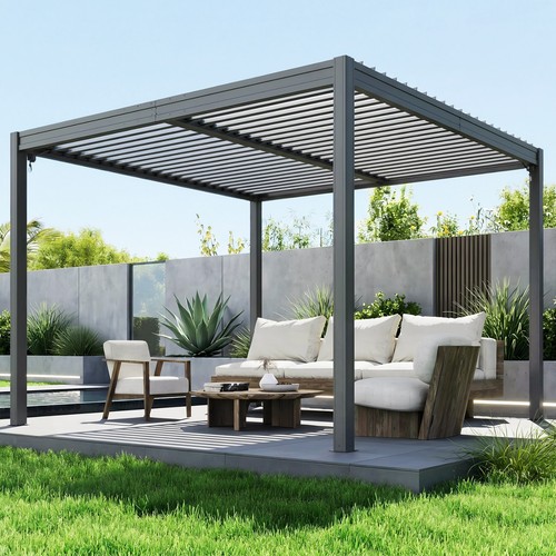 Domi 10x10ft metal louvered - metal,