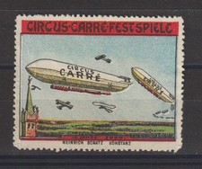 German Poster Stamp Circus Zeppelin Aviation