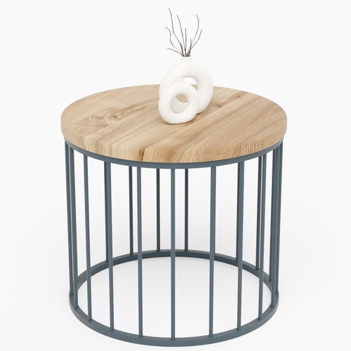 Table basse ronde bois métal