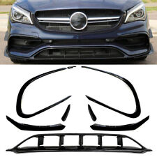 Black Front Bumper Splitter Vent Canard Set For Benz CLA200 W117 C117 2016-2019