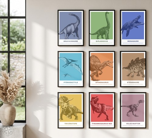 Lot dinosaures affiches - dinosaures,