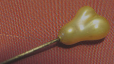 Antique FANCY PEARL HAT PIN shape BAROQUE HEART 19th century 