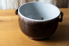 Grand pot soupière ancien terre cuite vernissée cul noir art populaire