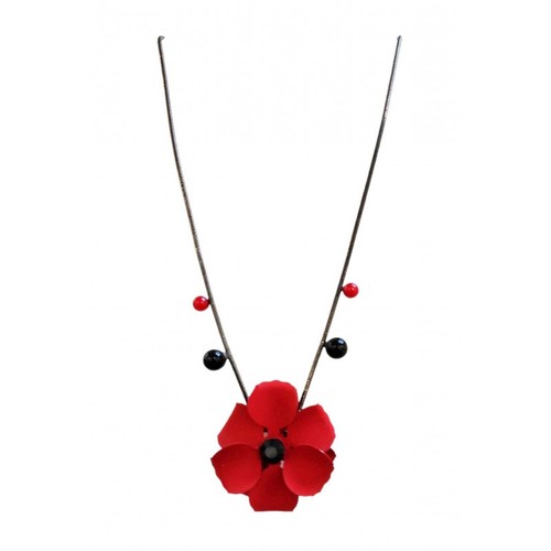 Collier coquelicot rouge