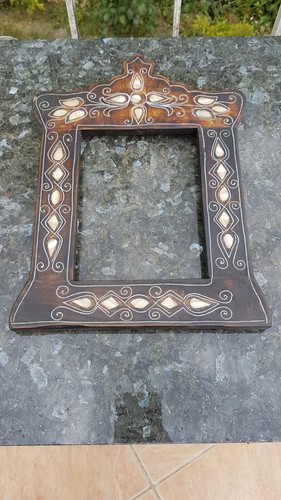 Cadre bois marqueterie nacre - cadre,