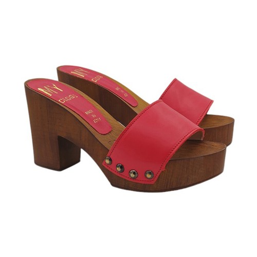 Mules avec bande cuir rouge - mules,