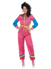 Smiffys 80s Colour Block Ski Shell Suit Costume Jumpsuit, 1980's Fancy Dress, 19