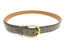 VINTAGE CEINTURE HERMES EN CUIR AUTRUCHE VERT T 67 75 GREEN OSTRICH LEATHER BELT