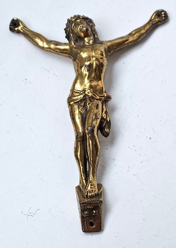 Christ métal doré ancien - métal,