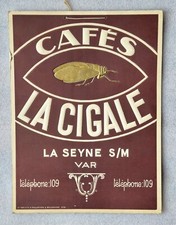 RARE cardboard cafés LA CIGALE in La Seyne sur Mer (VAR) 32x24cm