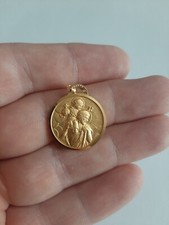 Médaille En Plaqué Or, Saint Christophe