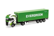 HERPA - Camion porte container 3 essieux avec container 40 pieds EVERGREEN – ...