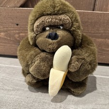 Gorilla Eating A Banana Vintage Ape Plush Toy Stuffed Animal Monkey