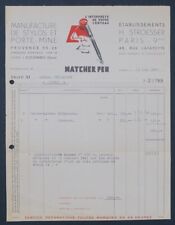 Invoice 1943 MINE DOOR PEN MATCHER PEN PARIS Beautiful Illustrated Header 28
