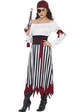 Smiffys Pirate Lady Costume, Black & White (Size S)