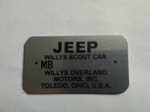 Plaque identification willys - plaque, d'identification