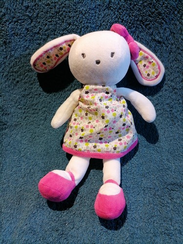 Doudou lapin blanc robe - lapin,