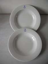 Lot de 2 assiettes creuses avec l'ancre de la Marine Nationale de 23 cm