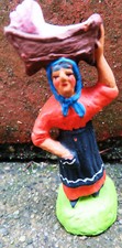 SANTON PROVENCAL old WOMAN IN CRADLE signed P. FOUQUE AIX-EN-PROVENCE H: 8 cm