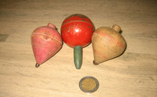 Jouet Ancien 3 Toupie en Bois