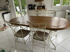 Table En Chêne + 4 Chaises Fer Forgé 