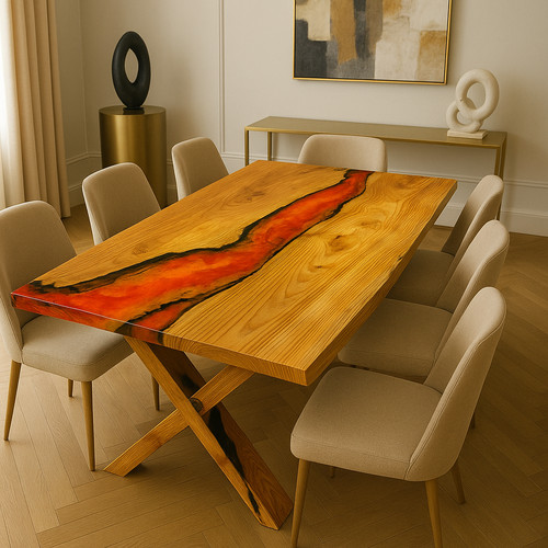 Table époxy rouge - ,