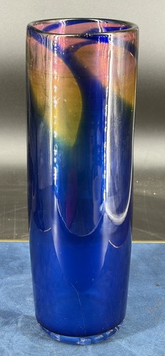 Grand vase verre soufflé - , bleu