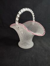 Antique St. Louis Spiral White Filigree Crystal Basket, Sulfide...