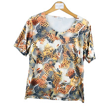 Ugo Reali haut femme taille L 92% polyester top marron multicolore dames ladies