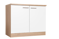 Meuble Sous Évier Cuisine 100 Cm Chêne Scié Blanc Merle Respekta