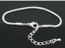 1 Bracelet Chaîne Serpent Fermoirs à Mousquetons Argenté 17cmx2.5mm