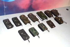 Zylmex /Corgi WWII German & U.S. Tank Lot (12 Tanks, 1/87, Metal/Plastic, Used)