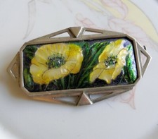 Grosse broche art déco émaux